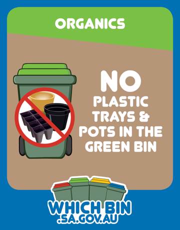 Plastic trays and pots do not compost