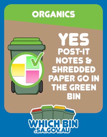 Post-it notes are good to go in the green bin.
